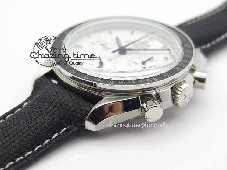 1229 TimelessDesign Speedmaster JHF SS Snoopy Award 45th Anniversary White Dial On Black Nylon Strap 8209
